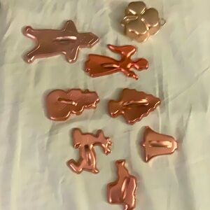 Vintage Cookie Cutters Lot of 8 Metal Molds Holidays Gingerbread Copper Colors